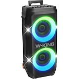 W-KING Tragbare Bluetooth-Lautsprecher-Box mit 370W MAX Pro Sound, Lichtshow,...