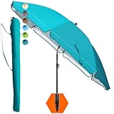 4smile Sonnenschirm Strand SunnyJoy, Türkis - UPF 50+ Strandschirm Ø 180 cm,...
