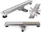 VBChome Duschrinne 90 cm befliesbar edelstahl Bodenablauf doppelseitige Ablauf...