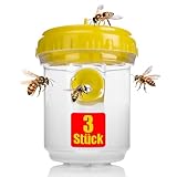 BigDean 3 Stück Wespenfalle Outdoor in Gelb ø9x13cm – Lebend Falle zum...
