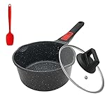 Bobikuke Stielkasserolle 16 cm mit Deckel Kochtopf Induktion Antihaft Pfanne,...