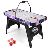HOMASIS Airhockey Tisch, Air Hockey Spieltisch mit 12V-Motor &...