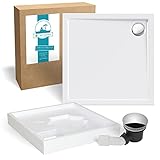 Calmwaters® Acryl-Duschwanne Komplettset 90 x 90 x 2,5 cm mit Wannenträger &...