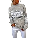 Norweger Pullover Damen Herbst Winter Strickpullover Langarm Winterpullover Warm...