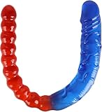 45cm Doppeldildo mit halb Rot und halb Blau - Realistischer Dildo für Frauen,...