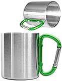 Outdoor Saxx® - Robuste Camping-Tasse mit Karabiner-Griff, Edelstahl, 250 ml...