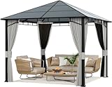 Amopatio Gartenpavillon 3x3 m Wasserdicht Stabil Winterfest, Alu Pavillon mit...