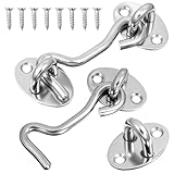 2 Stück Sturmhaken mit öSe, Riegel Tür Sturmhaken, Haken Schloss Edelstahl, 3...