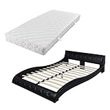 vidaXL Kunstlederbett Doppelbett Polsterbett Bettgestell Matratze 140x200cm...