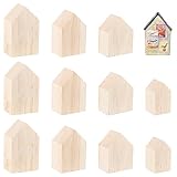 OLYCRAFT 12 Stück 4 Größen Unlackierte Holzblöcke In Hausform Klein...