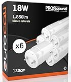 Eurocali 6x LED-Röhren 120cm G13 T8 18W 1850 Lumen - Natürliches weißes Licht...