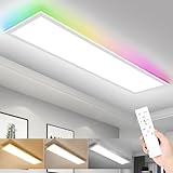 IEGLED Led Panel Deckenleuchte, 100x25cm Deckenlampe Flach Dimmbar RGB Backlight...