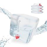 Relaxdays Faltkanister 4er Set, 20 l, Hahn, Schraubdeckel, Tragegriff,...