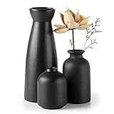 CEMABT Schwarz Keramik Vasen 3er-Set Kleine Blumenvasen für Dekor, Moderne...