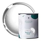 MissPompadour abwaschbare Wandfarbe Weiß mit Weiß 1L - hohe Deckkraft &...