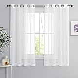 PONY DANCE Voile Gardinen Weiss Transparent Ösenvorhang 2er Set H 160 x B 140...
