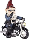 CHJIEJIE Gartenzwerg Motorrad Zwerge für den Garten, Gartendeko Zwerg,...