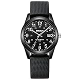 LN LENQIN Herren Analog Uhren 30M Wasserdicht Feld Uhren mit Silikon-Bänder...