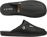 ESTRO Hausschuhe Herren Leder Herrenhausschuhe - Hausschuh Männer Pantoffel...