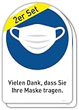 2 Aufkleber DIN A5 | 'Vielen Dank, dass Sie Ihre Maske tragen' | selbstklebende...