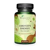 Bio Cordyceps sinensis | 650 mg CS-4 Extrakt (22:1) | 30% Polysaccharide | Ohne Zusätze | Deutsche Produktion von Vegavero® | 60 Kapseln