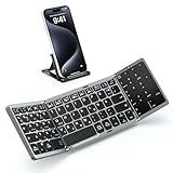 MoKo Faltbare Tastatur Bluetooth QWERTZ, Tragbar Tastatur Klappbar mit Touchpad...