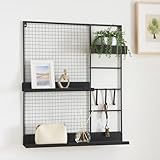 [en.casa] Wandgitter Westre Küchenorganizer Pinnwand Memoboard 70 x 60 x 11 cm Metallgitter multifunktionale Gitterwand für Küche, Büro, Wohnzimmer Schwarz