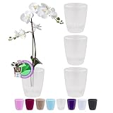 SANTINO 4er-Set Orchideentopf D 12cm Selbstbewässernder Topf mit Dochtsystem...
