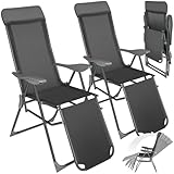tectake® 2er Set Alu Sonnenliege Liegestuhl, Gartenstühle 5-Fach verstellbare...