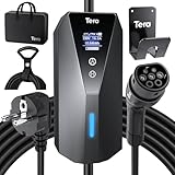 Tera EV Ladegerät Tragbares Typ 2 mit 7m Ladekabel 3kW 16A Schuko Tragbares EV...