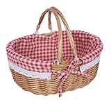 Picknickkorb aus Weide, Natural Weidenkorb mit Henkel, Handlicher Einkaufskorb...
