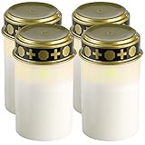 PEARL Grablicht mit Batterie: 4er-Set flackernde LED-Grablicht-Kerzen,...