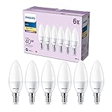 Philips LED Classic E14 Lampen 6-er Pack (40 W), matte LED Lampen mit...