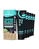 happybrush Vegane Aktivkohle Zahnpasta SuperBlack mit Minze Geschmack 5er Pack -...