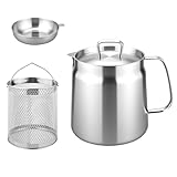 LUOJINYI Fettbehälter Rostfreier Stahl Speckfett, 2L Frittiertopf mit Sieb und...