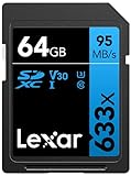 Lexar Professional 633x SD Karte 64GB, SDXC UHS-I Speicherkarte, Bis zu 95 MB/s...