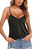 VIDUSSA Damen Satin Cami Tank Top Seidentop Shirt Ärmellose V-Ausschnitt Blusen...
