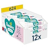 Pampers Sensitive Feuchttücher 12 Packungen mit 52 Stück - 624 Feuchttücher,...
