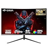 CRUA 32 Zoll Curved Gaming Monitor, QHD (2560 * 1440P) 2K 165HZ 1800R 99% sRGB...