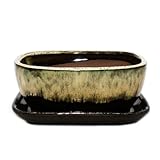 Bonsai-Schale mit Unterteller Gr. 3 - Braun-Beige - rechteckig - Modell GB5 - L...