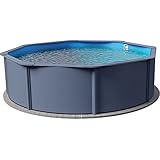 Planet Pool Stahlwandpool rund Classic 360x120 cm, Stahl 0,4 mm anthrazit, Folie...