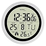 Technoline WT3005 Digitale Badezimmer-Funkwanduhr, Kuststoff, silber, Ø 147 x...