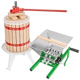 Wiltec Set 18L Obstpresse aus Buchenholz inkl. Presstuch und Obstmühle mit 7L...