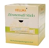 Hellma Zitronensaft-Sticks 100 Stk. je 4 ml säuerlich - 400 ml Vorrats-Box -...