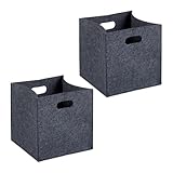 Relaxdays Aufbewahrungsbox 2er Set, Faltbare Regalboxen, HBT: 30x30x30 cm,...