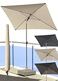 4smile Sonnenschirm Balkon 200x125 cm mit Schirmhülle, Beige - UV50+...