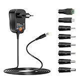 24W Universal Netzteil AC zu DC 3V 4,5V 5V 6V 7,5V 9V 12V 2A DC Netzteil mit 8...