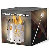 Novaliv Gartenfackel für draußen Motiv Feuer - Rost Lampe Gartenbeleuch-...