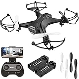 tech rc Mini Drohne mit HD Kamera FPV RC Drone mit 2 Akkus 2.4Ghz Ferngesteuerte...