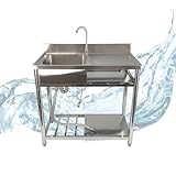 Lemodo freistehender Spültisch – Edelstahl Spültisch mit Wasserhahn,...